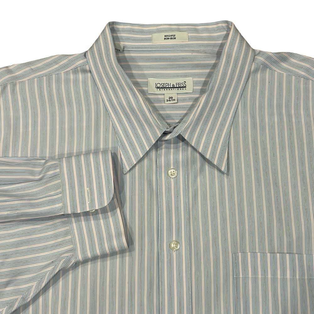 Joseph & Feiss Blue Plaid Long Sleeve Dress Shirt 20/34-35